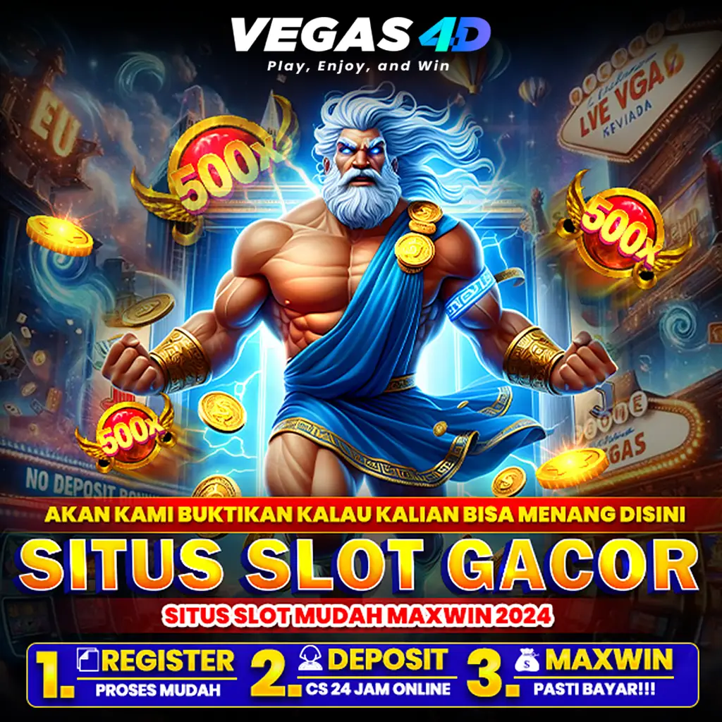 VEGAS4D Situs Slot Gacor dengan karakter Zeus dan simbol 500x