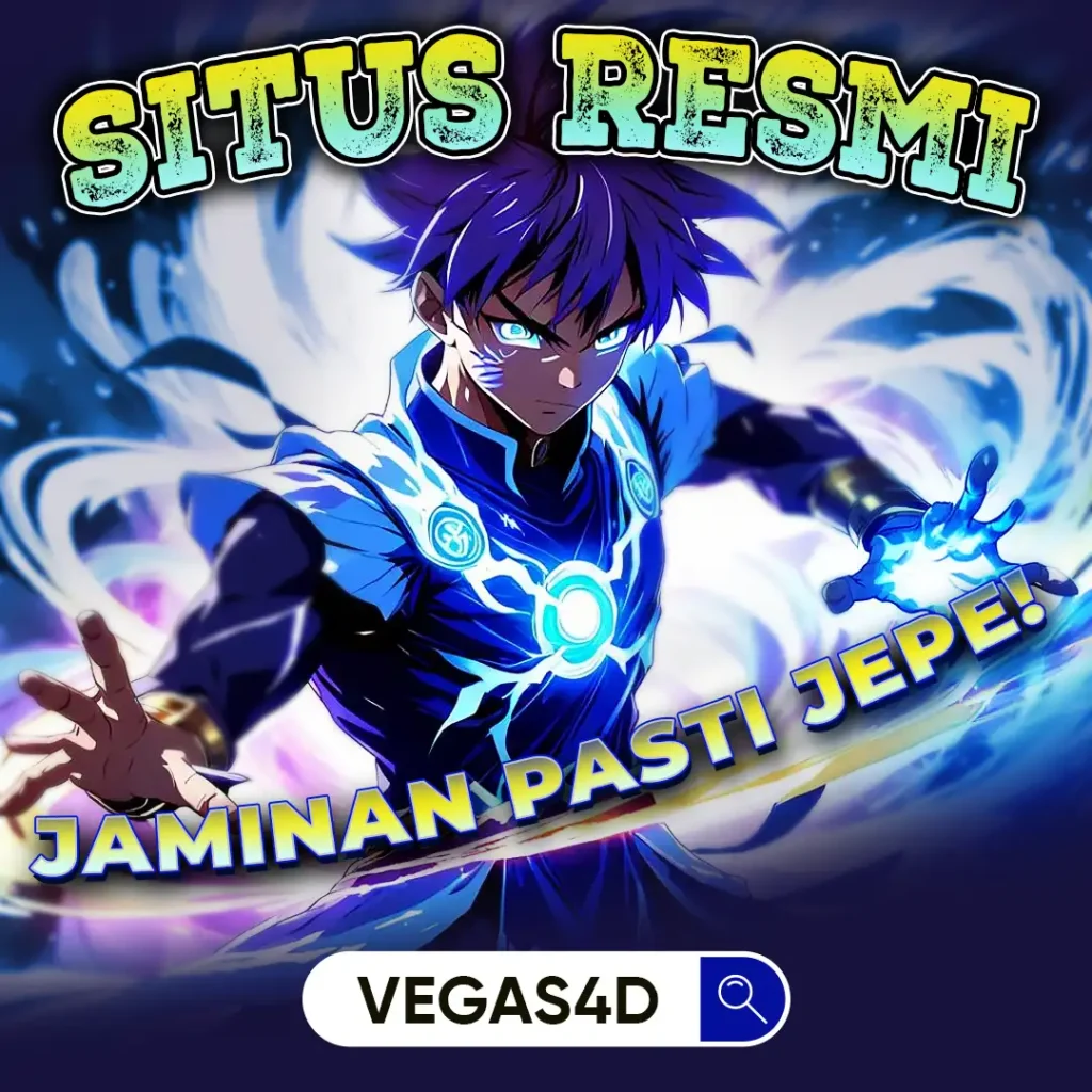 VEGAS4D Situs Resmi dengan karakter anime dan headline Jaminan Pasti Jepe