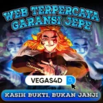 VEGAS4D Web Terpercaya dengan karakter anime dan headline Kasih Bukti Bukan Janji