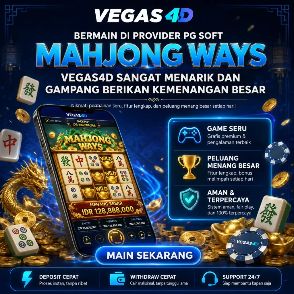 VEGAS4D Mahjong Ways provider PG Soft dengan tampilan game mobile